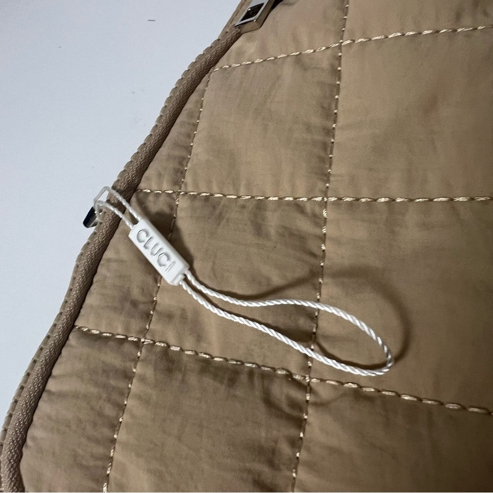Tan Quilted Pickleball Puffer Sling Bag One Strap Shoulder Backpack - Picture 4 of 10